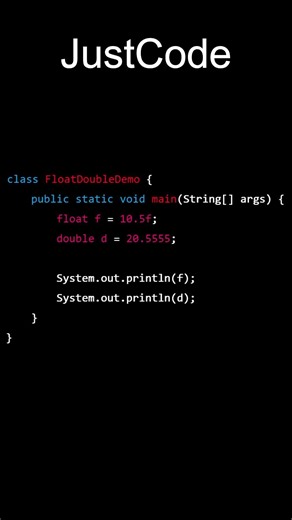 Float and Double in Java for Beginners | Java Series #7 | JustCode |#coding #programming #shorts
