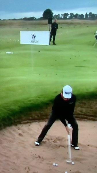 Greg Castleman | Spanish professional Miguel Angel Jimenez 21 time European Tour winner demonstrates how to get out of a pot hole bunker 🤣 | Instagram