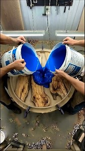 Wood Blue Resin = Masterpiece 🌀✨ • Creating this round river table was a journey. The contrast between the natural wood grain and the deep blue epoxy is just perfect for a modern living space. • Rate this transformation 1-10! 🔥 . . . #interiordesign #resintable #woodart #customfurniture #epoxy woodworker designinspiration homedesign oddlysatisfying artprocess | womloom.deco
