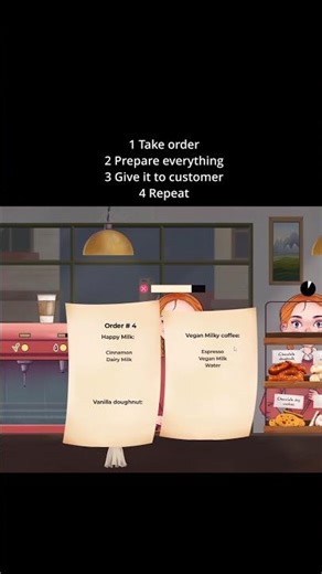 Basic game loop in my coffeeshop game #indiegame #sologamedev