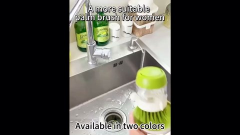 Soap Dispenser Dish Brush Palm Brush Scrub Brush Equipped with Storage Bracket and Drainage Base,Easy to Clean Kitchen Utensils and Sink, Includes a Replaceable Brush（Green）