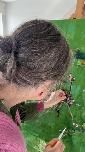 More #stitching my #map of #Herefordshire this morning. Nothing is to scale but I am enjoying thinking about all the places I’ve visited and then working out where they are and giving them a red dot! #workinprogress #loveherefordshire #textileart #lifeofanartist | Art in Textiles