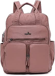 Angel Kiss Backpack Purse for Women Soft Washed Leather Multi Pocket Casual Travel Backpacks…