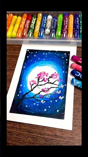 Easy Moon Drawing | Scenery for beginners ✨