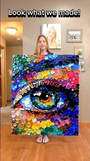 Recycled bottle cap art made by my family