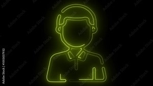Neon Avatar Icon Vector, Glowing Blue Outline of a Person for User Profile, Social Media, and Digital Identity Design
