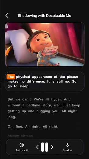 shadowing practice challenge with despicable me, gru's bedtime story 🌙