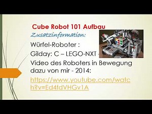 Cube Robot 101 Aufbau, Verkabelung von Komponenten, drei Servomotoren, Farbsensor, Codierung folgt.