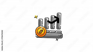 animation coin with a graph suitable for financial planning or investment concept designs in business presentations or websites.
