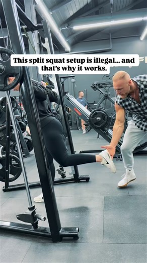 This is one of the most insane split squat setups for glutes and legs. Here’s what’s happening 👇 As a coach, I manually pull her back leg into extension on the way down. That forces the hip to drop back and loads the glute HARD at the bottom. On the way up? I let her drive the hip forward on her own no help. That creates massive tension, better control, and zero cheating. Why this works: • Deeper hip stretch • More glute and adductor activation • Better stability • Cleaner reps • Way more stimu