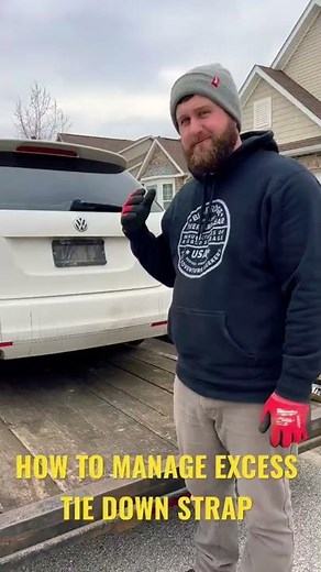 Secure excess ratchet tie down strap! #lifehack #skills