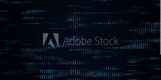 Binary code waves with 0 and 1 signs. 4K motion graphics background.