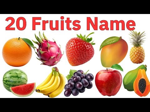 Learn 20 Fruits name: Fruits Name in english and hindi| 20 फलों के नाम | Kids Video.