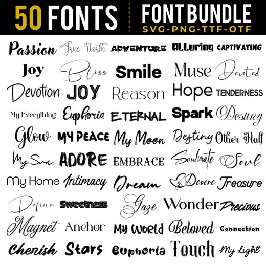 50 Font Bundle: Retro, Boho, Logo Fonts, Script Fonts, Handwritten Fonts - Etsy