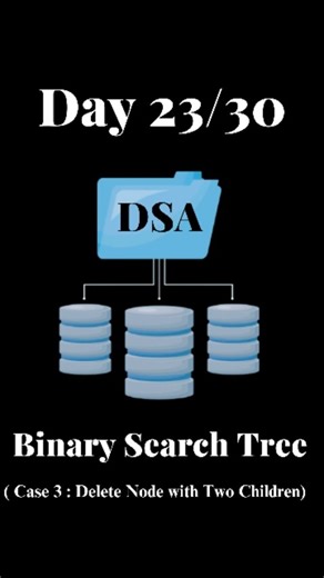 Code With Brain on Instagram: "🌳 Day 23/30 | DSA | Deletion in BST Case 3️⃣: Delete Node with Two Children This is the most complex case in BST deletion. When a node has two children, we must preserve BST properties while removing the node. --- 🔍 How it works: 1️⃣ Find the node to delete. 2️⃣ Find its inorder successor (smallest value in right subtree) OR inorder predecessor (largest in left subtree). 3️⃣ Replace the node's value with that of the successor/predecessor. 4️⃣ Recursively delete t