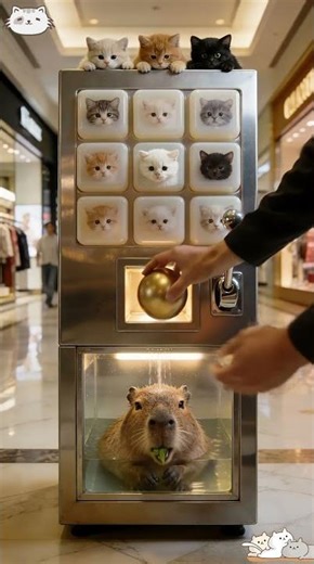 ✨Kitten Machine ft. CAPYBARA!🐱🔮 #cute #cats