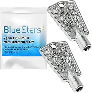 BlueStars Unbreakable 216702900 Freezer Door Key, Metal Upgrade for Frigidaire & Kenmore Freezers – Replaces 297147700 AP4071414 AP2113733 PS1991481 – 2 Pack