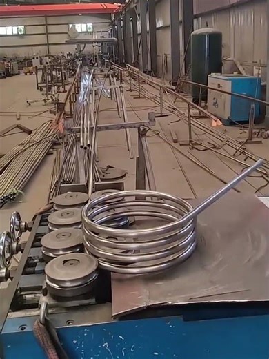 Coiling process of stainless steel tube using a specialized machine