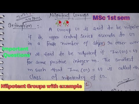 Nilpotent Groups with example || Important Questions MSc 1st sem