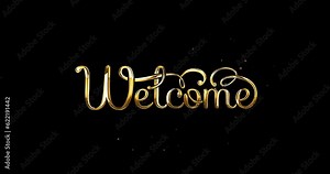Welcome animation handwritten text modern calligraphy sign in gold color on the transparent background. Luxury welcome text animation perfect for an opening animation or for a welcome greeting