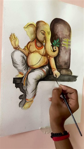 Ganesh Ji Water Colour Drawing | Step by Step Watercolor Painting Tutorial |