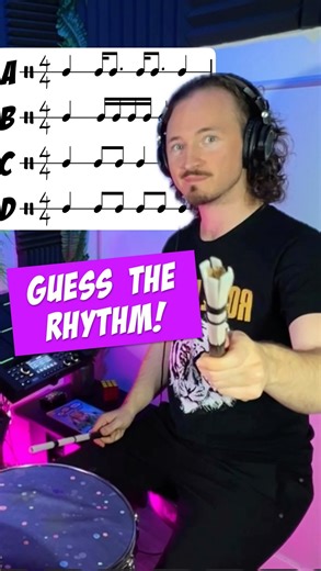 Sheldon | Drummer & Educator on Instagram: "Comment “PDF” for a FREE PDF Rhythm Theory Guide Book! 💬🎵💥 Match the rhythm to the correct notation to complete this challenge! Leave your answer in the comments and let me know what instrument you play! 🥁💥"
