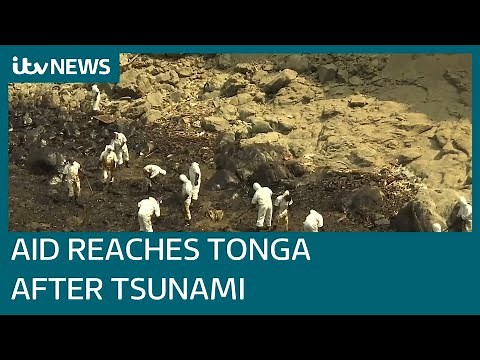Aid finally reaches Tonga after major volcano eruption and resulting tsunami | ITV News