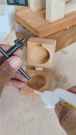 installing magnet ia a small box #diy #handmade #wood #art