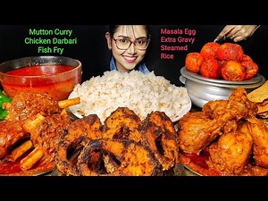 Eating Mutton Curry , Chicken Darbari , Egg & Fish Masala | Big bites | Asmr Eating | Mukbang