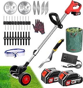 Cordless String Trimmer, Electric Battery Powered Grass Trimmer, Lightweight Grass Cutter Machine Brush Cutter Edger Lawn Tool for Garden & Yard Care
