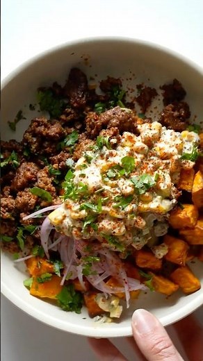 Street Corn Beef and Sweet Potato Bowls