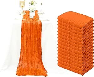 15 Pack Cheesecloth Table Runner 6FT Boho Table Runner 35x72Inch Romantic Cheese Cloth Table Runners for Wedding Birthday Party Anniversary Bridal Baby Shower Engagement Spring Table Decortion(Orange)