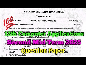 12th Computer Application Second Mid Term Question Paper 2025