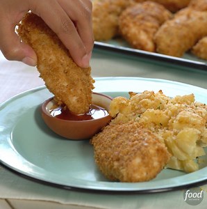 Waffle Chicken Fingers (they literally have waffle crust!) are a brilliant way to eat a classic combo. | Food Network