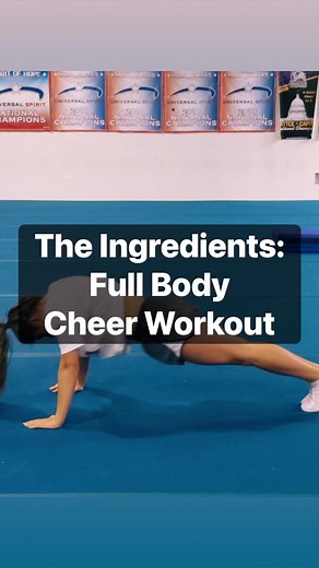 9.1K views · 202 reactions | The Ingredients: Full Body cheer workout. Strong bodies equal strong skills! All you need is a little space and an 8 count track. Try this out! #workout #cheer #tumbling #tumblechef | tumblechef | Facebook