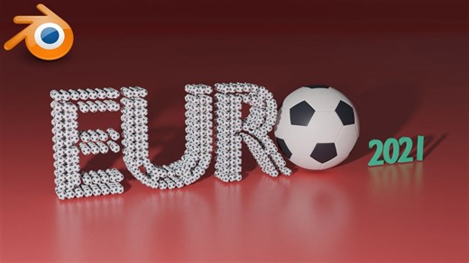 How to make 3D text with soccer ball in Blender - 207