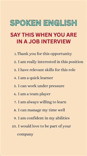 10 English Sentences for Job Interview | Speak Confidently in Interviews (Beginner Friendly)
