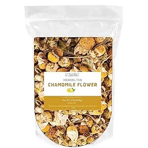 ZAVBE Chamomile Loose Leaf Tea 16 Ounce Herbal Non-Caffeinated, Natural Bulk Loose Tea Leaves for Hot & Iced Tea, Premium Dry Chamomile flowers made with Natural Ingredients