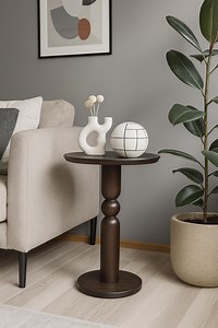 Rustic Wooden Pedestal Side Table – Handmade Round Accent Table, Modern Farmhouse Coffee Table, Gift for Living Room or Bedroom - Etsy