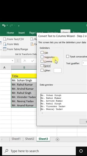 Quickly Split cells in Excel Text To Column in Excel in Hindi Excel Tips & Tricks #ExcelTips #shortsreels | Learn Bulk