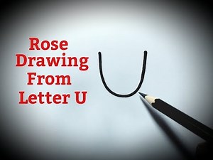 How to draw a rose flower easy from letter U Rose drawing step by step for beginners tutorial