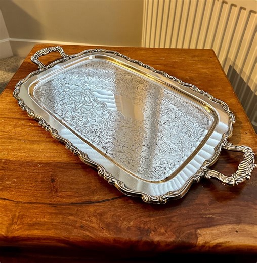 Vintage Butler's Serving Tray, American, Silver Plate, Tea, Platter, Oneida - Etsy