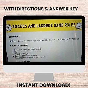 Snakes and Ladders Math Game: Addition & Subtraction (printable PDF) - Etsy UK