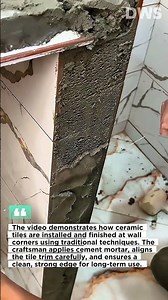 Traditional Tile Corner Finishing Technique | Manual Ceramic Edge Installation