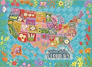 RoseArt - Soft Touch - Flower Map - 1000 Piece Jigsaw Puzzle for Adults