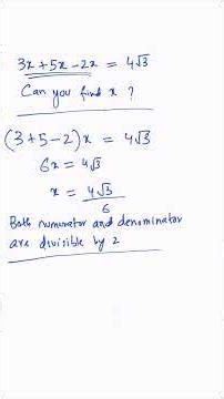 Solve 3x + 5x − 2x = 4√3 | Quick Algebra Trick