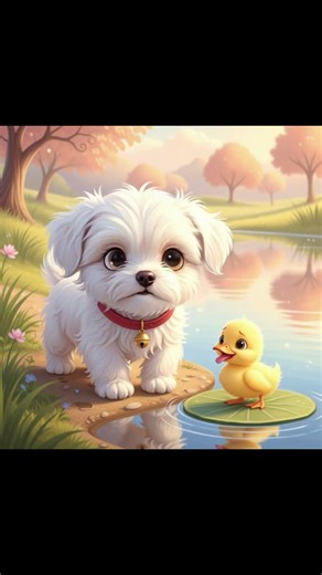 Tofu and the lost duckling #maltesepuppy #puppy #maltese #shorts #viral #cute #dog