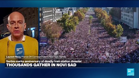 'Seas of people': Huge crowds rally in Novi Sad to mark train station disaster anniversary