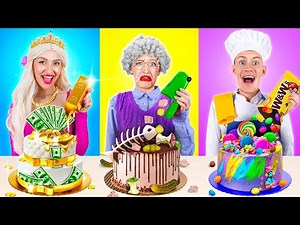 DÉFI DECORATING DE CAKE || Riches VS Pauvres Food Hacks by 123GO ! CHALLENGE