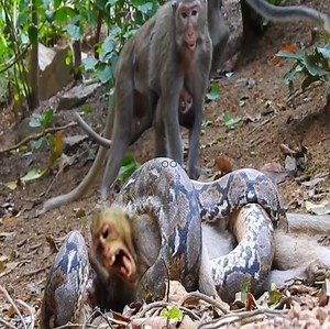 The big python attacks the monkey in the forest.🐒😱 #monkey #group I JUST REALLY LIKE MONKEYS | Pretty.Mishaa